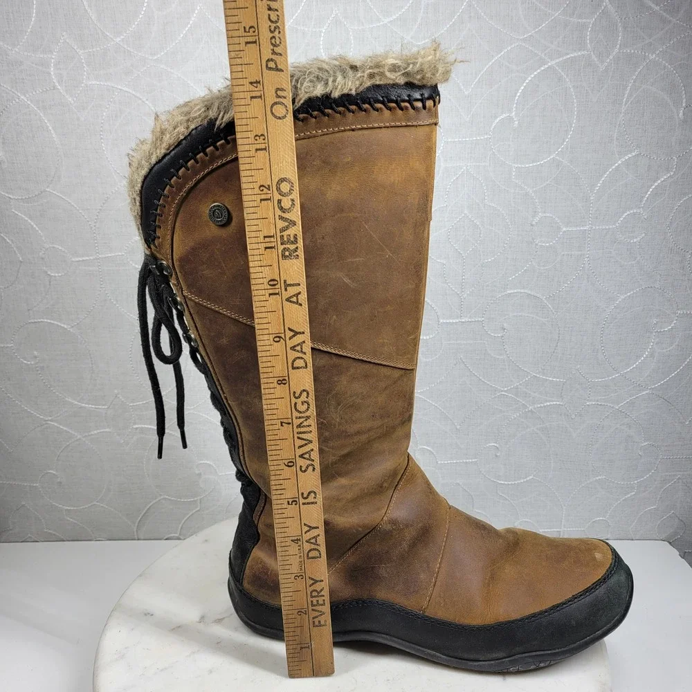The North Face Janey II Luxe Boots Womens 10 Brown Leather PrimaLoft Fur Trim